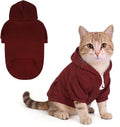KOOLTAIL Dog Hoodie for Small Medium Dogs Cats,Soft&Warm Pet Sweater with Leash Hole and Pocket Boy Girl,Puppy Fall Winter Jacket Clothes,French Pitbull Cold Weather Coat Sweatshirt,Deep Red XS