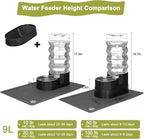 RIZZARI Automatic Dog Water Dispenser: Spill-Resistant 9L Black Gravity Feeder - Includes 2 Extra Filters & 2 Bottle Caps - Raised Design Supports Elderly Dogs’ Spine Health - for Garage Garden Use