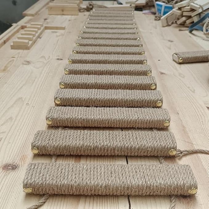 Cat Bridge & Climbing Frame - Sisal Rope Ladder & Scratcher Post for Cat Cage & Tree Tower
