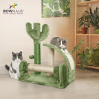 Cactus Cat Tree, Cactus Cat Tower with Thickened Base, Green Cat Tower for Indoor Small Cats, Cute Cactus cat Tree Tower w/Scratching Post and Interactive Toy, 20-Inch