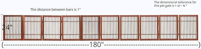 Urnporium Pet Dog Gate Freestanding, Strong Durable Folding Wooden Fence, Portable Acacia Hardwood Safety Barrier for Indoor & Outdoor Use (Brown Pet Gate, 10 Panel 24" Tall)
