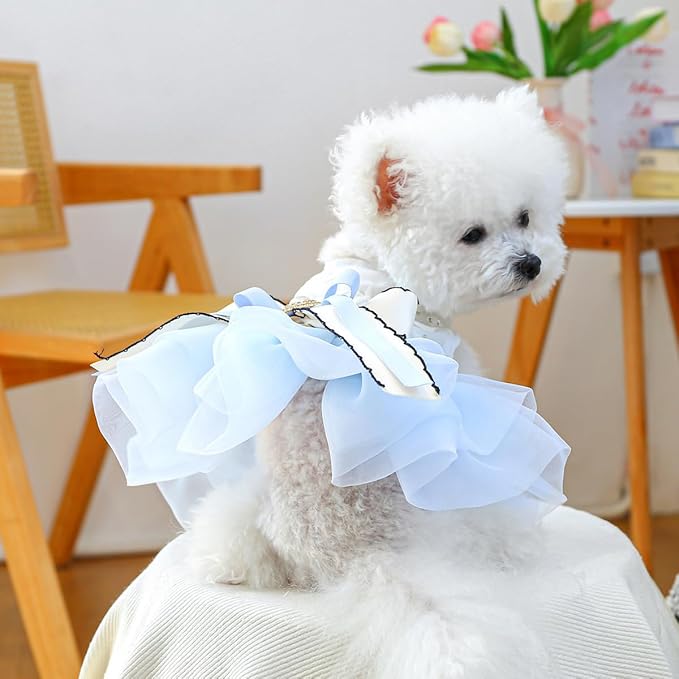 Furbabycare® Elegant Sweet Fashion Puppy Dog Blingbling Princess Skirt Pet Dog Lace Cake Camisole Tutu Dress I-Blue X-Small