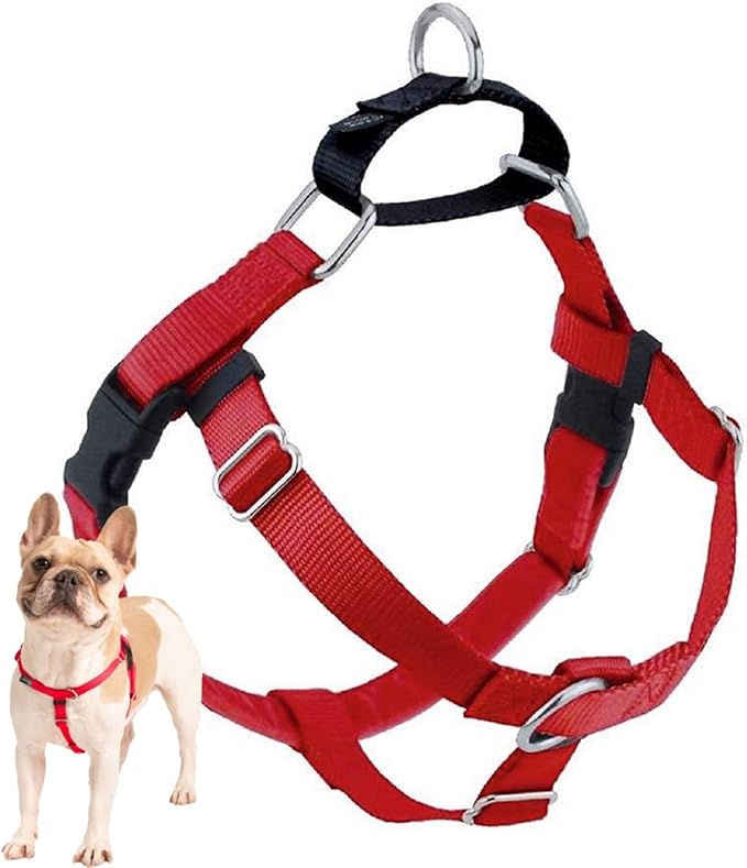 2 Hounds Design Freedom No Pull Dog Harness, Adjustable Harness, Easy Walking & Comfortable Control, Fits Small, Medium & Large Dogs, Solid Colors, Made in USA, 5/8" SM, Red