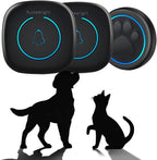 Soft Ring Blk Dog Bells to Go Outside - Wireless Dog Door Bell with 1000ft Range, 60 Melodies, LED, Waterproof Potty Training Bell for Dogs - Dog Door Bells for Potty Training(2 Receivers & 1 Bell)