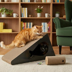 2-in-1 Set: 9.45" 6-Sided Cat Scratcher Post for Indoor Cats, Reversible Triangle Cardboard Scratching Pad with Bonus Small Scratch Pad, Durable Furniture Protector for Kittens & Senior Cats