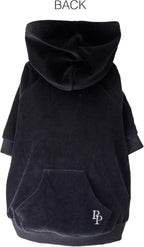 Cooper II Organic Cotton Velour Dog Hoodie Pet Coat for Small, Medium and Large Dogs, Black, X-Large (55-80 lbs)