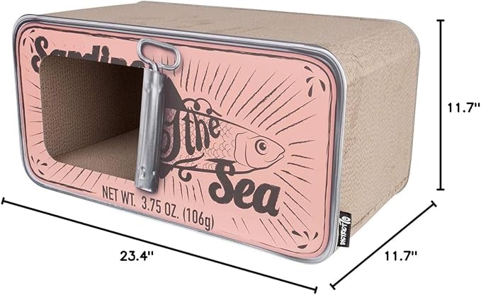 Sardine Cardboard Cat Scratcher, 60 x 30 x 30 cm, Pink