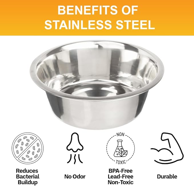 Neater Pet Brands 12 Cup (96 oz.) Stainless Steel Dog Bowls, 1 Single Large Dog Water Bowl or Food Bowl for Indoors or Outdoors, Metal Bowls for Large Breed, Dishwasher Safe Dish for Extra Big Dogs