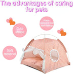 Cat Tent Cat Princess Indoor Cotton and Linen Tent House Detachable Cute Flower Cave Cat Nest Bed Portable Cat and Dog Tent (M,Grey)