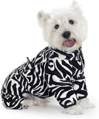 Fleece Dog Coat for Small Medium Dog,Pullover Pajamas Jumpsuit Bodysuit Puppy Coats with Legs, Pet Windproof Warm Cold Weather Jacket Full Body Vest Cozy Snowsuit Outfit Clothes (Zebra Striped, XS)