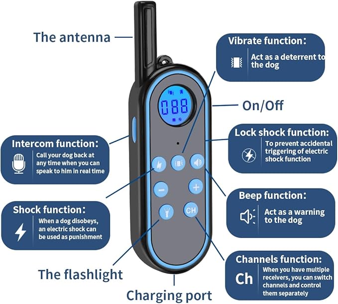 Voice intercom Dog Training Colla Shock Collar for Dogs Rechargeable -3300FT Dog Training Collar with Remote for Small, Medium & Large Dogs Voice intercom Dog Training Collar（1for1）