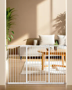keny 36" Extra Tall Baby Gate for Stairs, 29"-55" Wide Auto Close Dog Gate for Doorways, Pressure Mounted Easy Walk Through Pet Gate with Door, White
