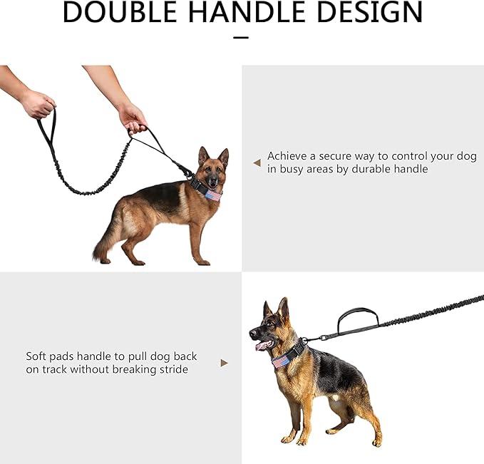 DAGANXI Tactical Dog Collar, Adjustable Military Training Nylon Dog Collar with Control Handle and Heavy Metal Buckle for Medium and Large Dogs, with Patches and Airtags Case (S, Black-Set)