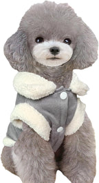 Jecikelon Bowtie Dog Cold Weather Coat Fleece Lining Warm Pet Puppy Turtleneck Dogs Winter Clothes for Small Dogs with D-Ring (Gray, Medium)