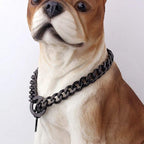 15mm Strong Silver Gold Stainless Steel Slip Dog Collar Metal Dogs Training Choke Chain Collars for Large Dogs Pitbull Bulldog Black 18inch