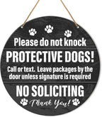 Muktoujaumai Do Not Ring Bell Sign, No Soliciting Round Hanging Sign Decor, Wall Decorations Wood Sign for Home, Yard, Front Door, Gift for Dog Lover Mom Dad, Please Do Not Knock