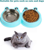 Skrtuan Double Dog Cat Bowls Premium Stainless Steel Pet Bowls with No-Slip Stainless Steel Cute Modeling Pet Food Water for Feeder Dogs Cats Rabbit and Pets