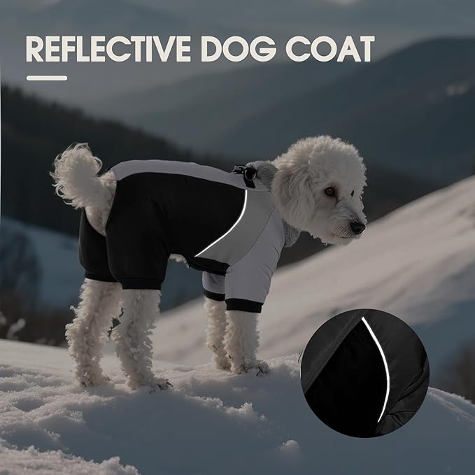 Kuoser Thick Dog Coat,Windproof Dog Jacket for Small Dogs, Warm Puppy Winter Coat Reflective Pet Cold Weather Coats with Zipper, Black S