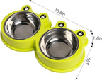 Skrtuan Double Dog Cat Bowls Premium Stainless Steel Pet Bowls with No-Slip Stainless Steel Cute Modeling Pet Food Water for Feeder Dogs Cats Rabbit and Pets