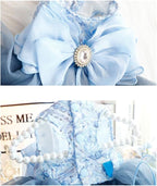 Fashion Sweet Puppy Dog Blingbling Princess Skirt Pet Dog Lace Cake Camisole Tutu Dress E-Navy M