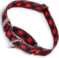 Red Plaid Print Martingale Collar, No-Slip Escape Proof Choke No Pull Soft Nylon Training Dog Collars for Small Medium Large Breed Pet Dogs, S