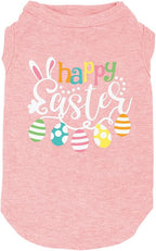 Happy Easter Shirts for Dog Funny Print Vest for Small Medium Large Dogs Soft and Light-Weight T Shirts Gift for Puppy (Large, Pink)