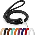CollarDirect Rolled Leather Dog Leash 6ft, Soft Training Leather Dog Leash for Puppy and Grown Dog Small Medium Large Black Blue Red Orange Green Pink White (Black, Size S 6ft)