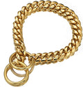 Strong 18K Gold Plated Dog Chain Collar Stainless Steel Width 10mm,12mm,15mm,18mm Cuban Link Choke Collar for Dog's Training,Daily Use (18mm,18inch)
