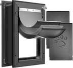 [Petoasis] 3-Flaps Dog Door for Wall, Rust Proof Aluminum Alloy Frame, Extreme Weather Dog Door Can Block Wind, Snow, and Rainwater Intrusion (Black, Large for Wall)