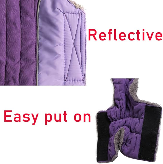 Fleece Dog Hoodie for Medium Dogs Super Warm Doggie Jacket for Cold Winter Dog Coats,Purple L