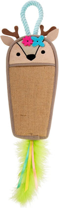 Petlinks Fawn Frenzy Hanging Jute Cat Scratcher & Plush Fawn Electronic Sound Toy, 0.75" L X 23" W X 5.5" H
