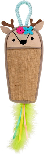 Petlinks Fawn Frenzy Hanging Jute Cat Scratcher & Plush Fawn Electronic Sound Toy, 0.75" L X 23" W X 5.5" H