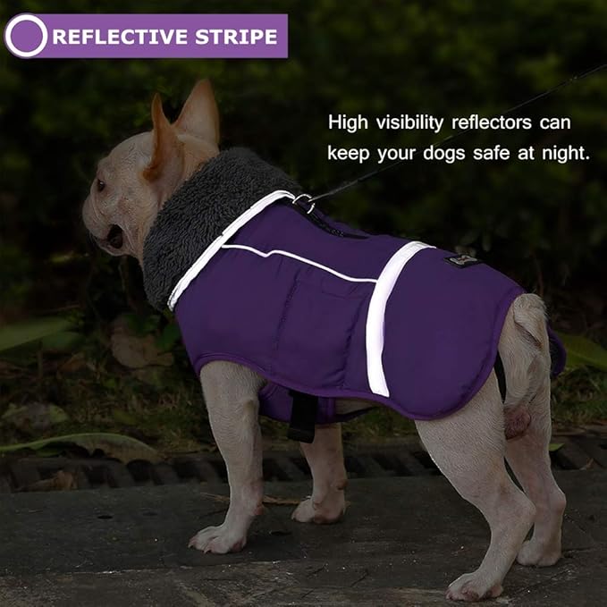 QBLEEV Warm Dog Coat Reflective Dog Jacket, Waterproof Dog Winter Coat Turtleneck Dog Clothes for Cold Weather, Thick Fleece Dog Snowsuit Christmas Dog Vest Pet Apparel for Small Medium Large Dogs L