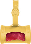 Ubbi Retractable Dog Poop Bag Holder and Dispenser with Silicone Strap Leash Attachment, Includes 2 Rolls of Lavender Scented Leakproof Waste Bags, Yellow