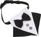 Formal Dog Tuxedo for Small Medium Large Dogs,Wedding Dog Collar with Bow Tie, Adjustable Pet Collar Birthday Bandana with D Ring,Formal Dogs Outfit,Valentines Christmas Halloween Cosplay (Small)