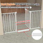 TSAYAWA Walk Through Baby Gate with Door, 53-57.48 Inch Wide Presure Mounted No Drill Metal Auto Close Child Gate for Stair Doorway - Indoor Outdoor Safty Gate for Toddler Dog Doggie, White