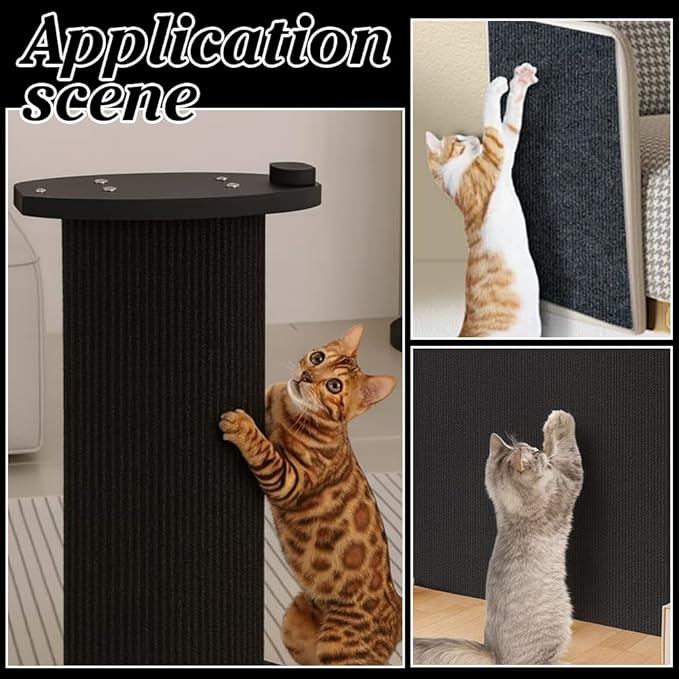 PH PandaHall 118x15.6 inch Cat Scratch Furniture Protector, Black Cat Scratching Climbing Carpet Mat Trimmable Cat Scratcher Covered Pad Replacement for Indoor Cats Couch Wall Cat Tree Shelves Sofa