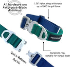Heavy Duty Tactical Dog Collar,Metal Buckle Quick Release Collar for Large Dogs,1700 LB Strength Tested,Dual Color Nylon Collar for Walking,Training & Hunting