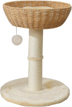 SHENGOCASE Cat Tree Tower with Rattan Wicker Basket, Handwoven Large Nest Basket Bed, Window Perch for Large Cats up to 20LBS