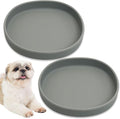BNOSDM Silicone Dog Food Plate Shallow Dog Bowl Flat Cat Dish 2 Pack Small Puppy Plates for Small Dogs and Cats Whisker Fatigue Pet Feeding Bowls for Dry and Wet Food (Light Brown)