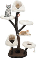 Cat Tree, 63.8in Cat Climbing Frame with Scratching Posts & Resting Platforms Multi-Level Tower 22lbs Capacity (Brown and White)