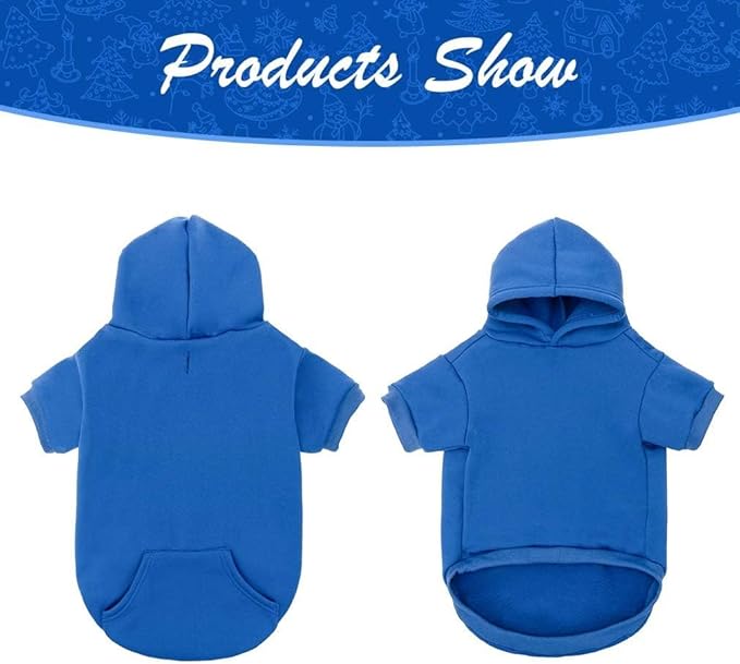 KOOLTAIL Dog Hoodie for Large Medium Small Dogs,Soft and Warm Pet Sweater with Leash Hole and Pocket Boy Girl,Puppy Fall Winter Jacket Clothes,French Pitbull Cold Weather Coat Sweatshirt,Blue XL
