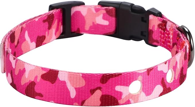 Rhea Rose 1 Inch Replacement Collar Strap Shock Collar with 2 Holes, Compatible with Nearly All Brands and Models of Underground Electric Dog Fences and Training Collars, Pink Camo