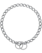 Herm Sprenger Chrome Plated Steel Dog Collar with Short Flat Links Choke Chain Two O-Rings for Small Medium Large Dogs Professional Training Collar Correction Slip Chain Made in Germany (18in (45cm))