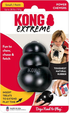 KONG Extreme Dog Toy - Fetch & Chew Toy - Treat-Filling Capabilities & Erratic Bounce for Extended Play Time Most Durable Natural Rubber Material - for Power Chewers - for Small Dogs