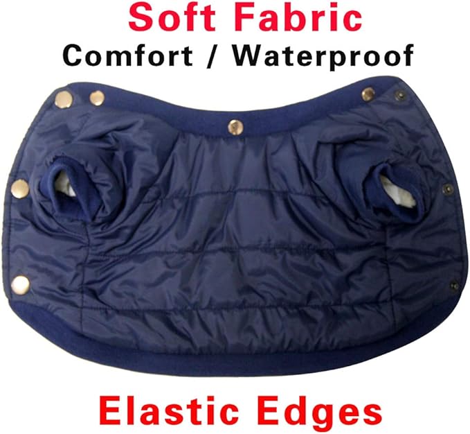 Fleece Lined Dog Coat with Detachable Hood and Detachable Hind Legs,Warm Puppy Jacket in Winter(Blue L)
