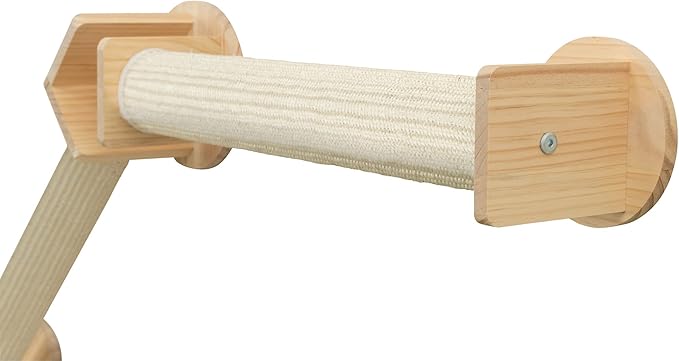 Trixie Cat Wall Furniture Set 4 - Cat Wall Scratcher, Climbing Shelves - 2 Sisal Rope Scratching Posts - Elevated Shelf - Natural/White