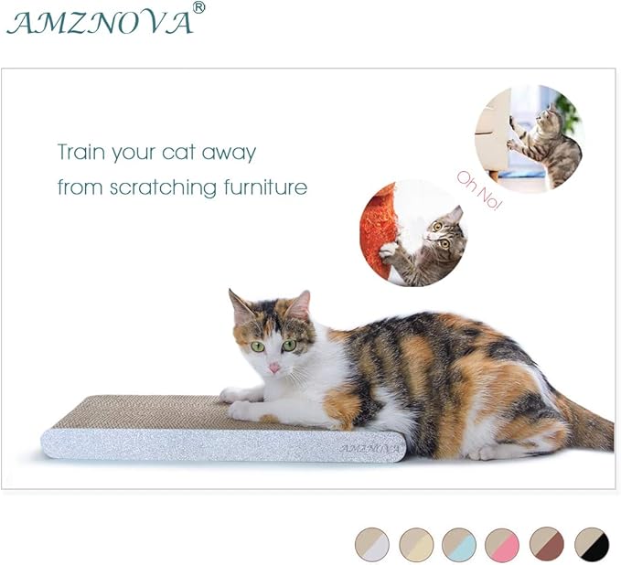 AMZNOVA Cat Scratcher Rescratch Cat Scratching Board, Scratching Pad with Catnip for Indoor, Flat Cardboard Scratcher Scratch Board for Kitten, Narrow, Glitter Silver