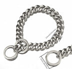 Dog Chain Collar Gold/Silver Stainless Steel 12mm Wide Cuban Curb Link Chain Dogs Necklace Walking Training Collars for Large Medium and Small Dogs 12-26 inches (Silver, 24inch)