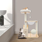 Multifunctional Cat Tree, Wooden Cat Tree Tower with Space Capsule and Scratcher, Cats Climbing Tower Set for Cats Climbing, Scratching, Sleeping, Exercising (Style 02)